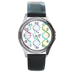 Genetic Dna Blood Flow Cells Round Metal Watch by Mariart