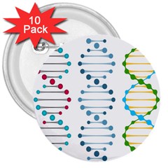 Genetic Dna Blood Flow Cells 3  Buttons (10 Pack) 