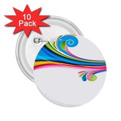 Colored Lines Rainbow 2 25  Buttons (10 Pack) 