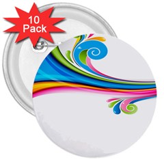 Colored Lines Rainbow 3  Buttons (10 Pack) 