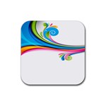 Colored Lines Rainbow Rubber Coaster (Square)  Front