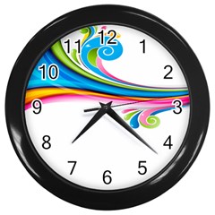 Colored Lines Rainbow Wall Clocks (black) by Mariart