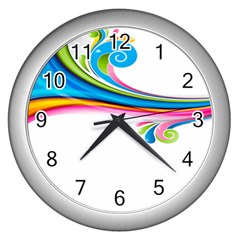 Colored Lines Rainbow Wall Clocks (silver)  by Mariart