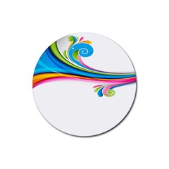 Colored Lines Rainbow Rubber Round Coaster (4 Pack) 