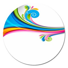 Colored Lines Rainbow Magnet 5  (round)