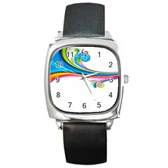 Colored Lines Rainbow Square Metal Watch by Mariart