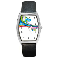 Colored Lines Rainbow Barrel Style Metal Watch by Mariart