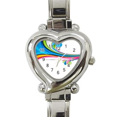 Colored Lines Rainbow Heart Italian Charm Watch by Mariart