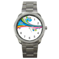 Colored Lines Rainbow Sport Metal Watch by Mariart