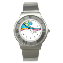 Colored Lines Rainbow Stainless Steel Watch by Mariart