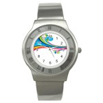 Colored Lines Rainbow Stainless Steel Watch Front