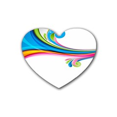 Colored Lines Rainbow Rubber Coaster (heart) 