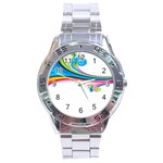 Colored Lines Rainbow Stainless Steel Analogue Watch Front