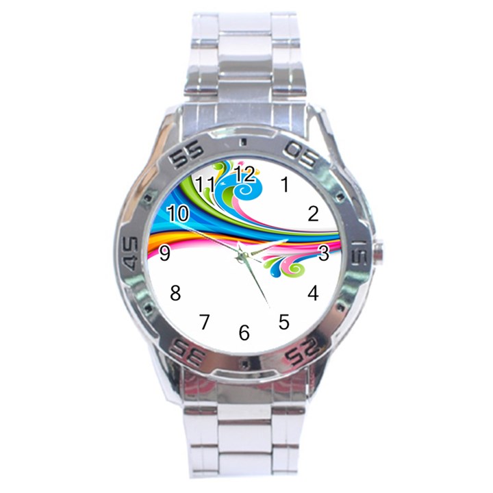 Colored Lines Rainbow Stainless Steel Analogue Watch