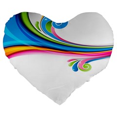 Colored Lines Rainbow Large 19  Premium Heart Shape Cushions by Mariart