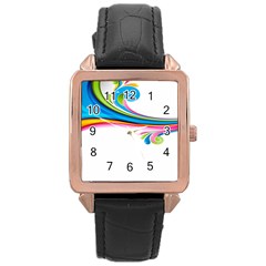 Colored Lines Rainbow Rose Gold Leather Watch  by Mariart