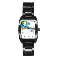 Colored Lines Rainbow Stainless Steel Barrel Watch