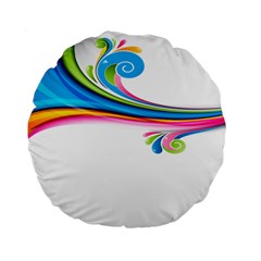 Colored Lines Rainbow Standard 15  Premium Flano Round Cushions