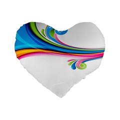 Colored Lines Rainbow Standard 16  Premium Flano Heart Shape Cushions by Mariart