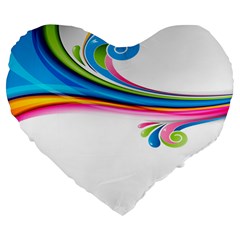 Colored Lines Rainbow Large 19  Premium Flano Heart Shape Cushions by Mariart