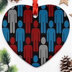 Human Man People Red Blue Grey Black Ornament (heart) by Mariart