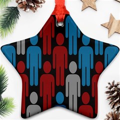 Human Man People Red Blue Grey Black Ornament (star) by Mariart