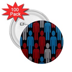 Human Man People Red Blue Grey Black 2 25  Buttons (100 Pack) 