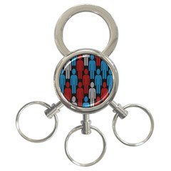 Human Man People Red Blue Grey Black 3-ring Key Chains by Mariart