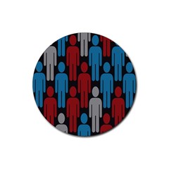 Human Man People Red Blue Grey Black Rubber Coaster (round)  by Mariart