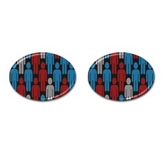 Human Man People Red Blue Grey Black Cufflinks (oval) by Mariart