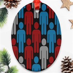 Human Man People Red Blue Grey Black Oval Ornament (two Sides) by Mariart