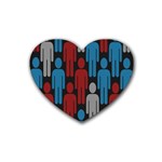 Human Man People Red Blue Grey Black Rubber Coaster (Heart)  Front