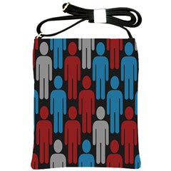 Human Man People Red Blue Grey Black Shoulder Sling Bags by Mariart