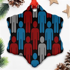 Human Man People Red Blue Grey Black Ornament (snowflake) by Mariart