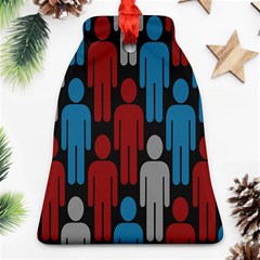 Human Man People Red Blue Grey Black Ornament (bell) by Mariart