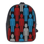 Human Man People Red Blue Grey Black School Bags (XL)  Front