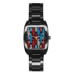 Human Man People Red Blue Grey Black Stainless Steel Barrel Watch by Mariart