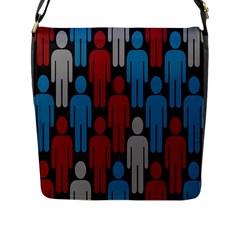 Human Man People Red Blue Grey Black Flap Messenger Bag (l)  by Mariart