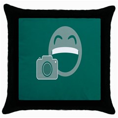 Laughs Funny Photo Contest Smile Face Mask Throw Pillow Case (black) by Mariart