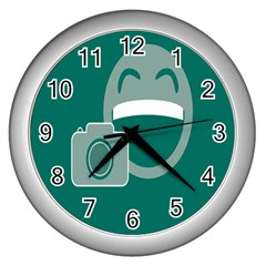 Laughs Funny Photo Contest Smile Face Mask Wall Clocks (silver)  by Mariart