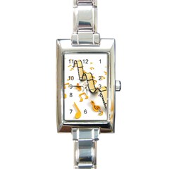 Isolated Three Dimensional Negative Roll Musical Notes Movie Rectangle Italian Charm Watch by Mariart