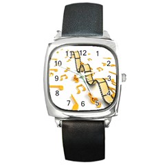 Isolated Three Dimensional Negative Roll Musical Notes Movie Square Metal Watch by Mariart