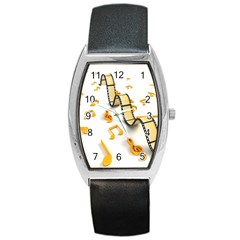 Isolated Three Dimensional Negative Roll Musical Notes Movie Barrel Style Metal Watch by Mariart