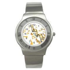 Isolated Three Dimensional Negative Roll Musical Notes Movie Stainless Steel Watch by Mariart