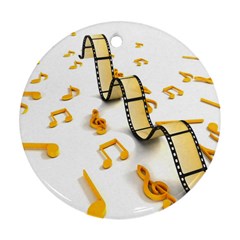 Isolated Three Dimensional Negative Roll Musical Notes Movie Round Ornament (two Sides) by Mariart