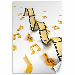 Isolated Three Dimensional Negative Roll Musical Notes Movie Canvas 12  X 18   by Mariart