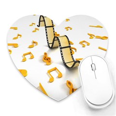 Isolated Three Dimensional Negative Roll Musical Notes Movie Heart Mousepads by Mariart