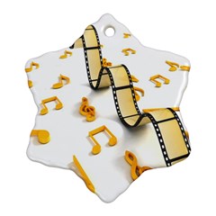 Isolated Three Dimensional Negative Roll Musical Notes Movie Snowflake Ornament (two Sides) by Mariart