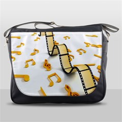 Isolated Three Dimensional Negative Roll Musical Notes Movie Messenger Bags by Mariart