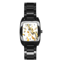 Isolated Three Dimensional Negative Roll Musical Notes Movie Stainless Steel Barrel Watch by Mariart